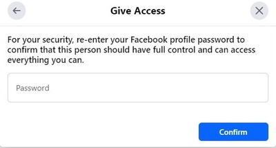 Enter your Facebook password and click "Confirm".