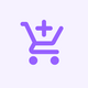 ein lila Einkaufswagen mit einem Pluszeichen