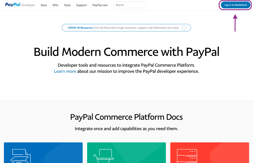 Login auf Paypal developer
