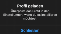 "Profil geladen"-Anzeige auf iOS
